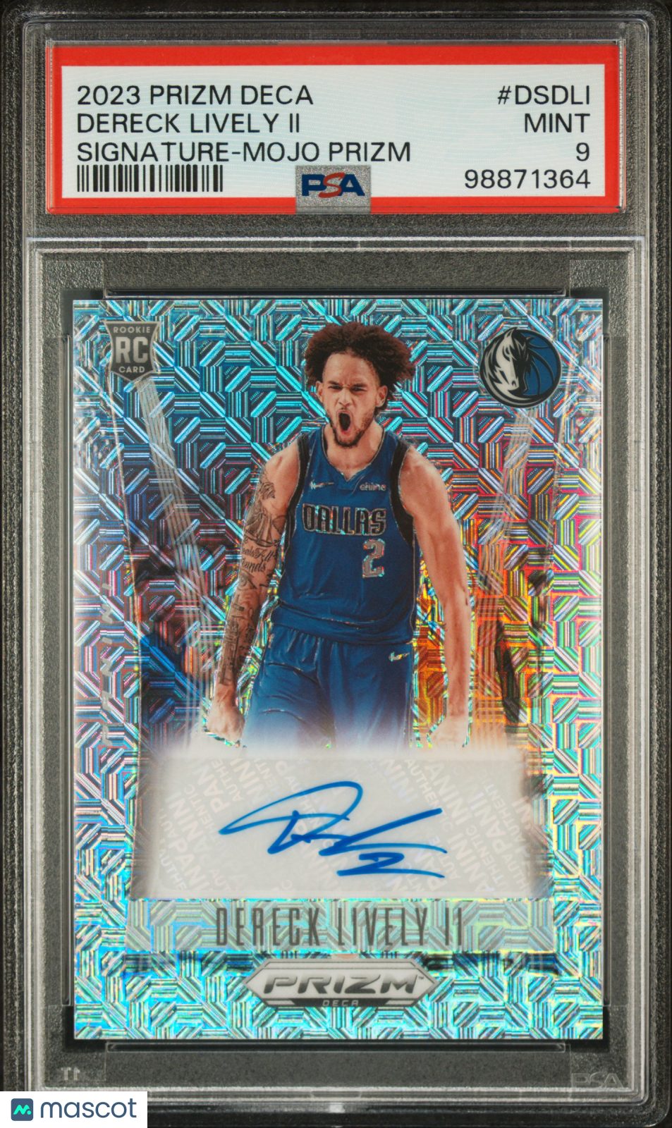 2023 Panini Prizm Deca Signatures ROOKIE Dereck Lively II  Mojo /25 PSA 9 RC