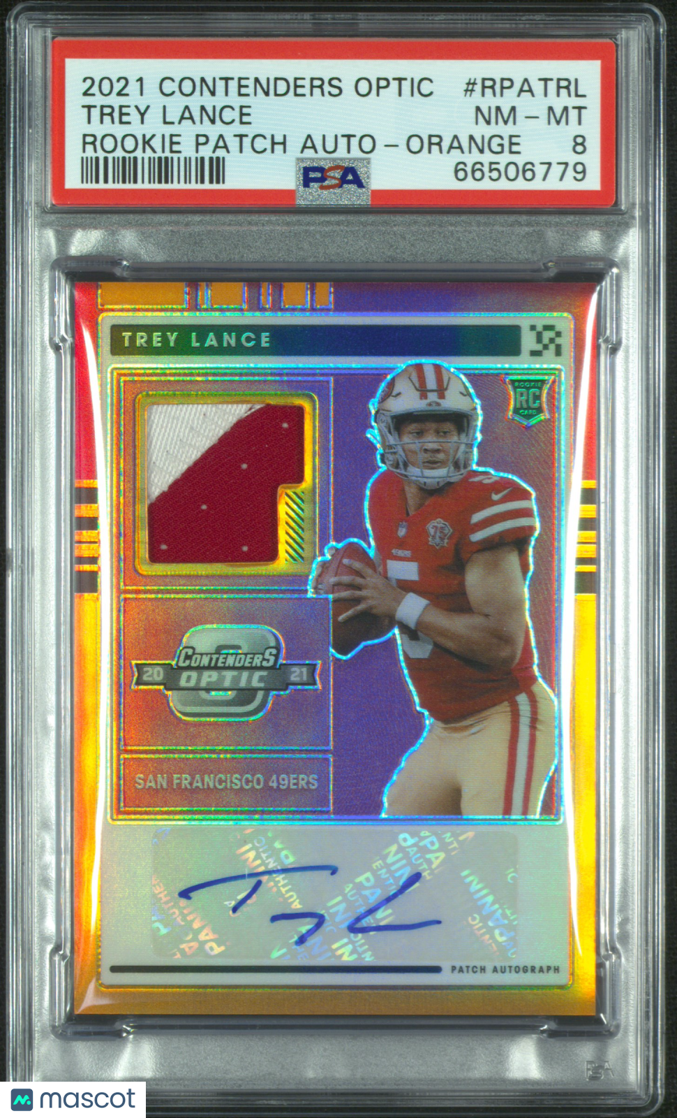 2021Contenders Optic Rookie Patch Autographs Trey Lance RPA Orange/25 PSA 8