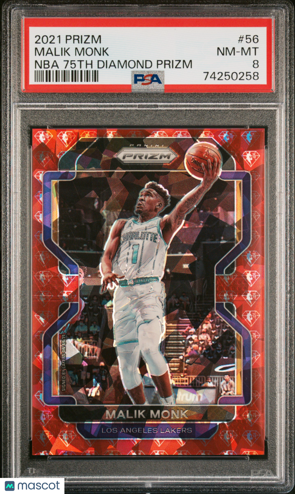 2021 Panini Prizm Malik Monk #56 NBA 75th Diamond PSA 8