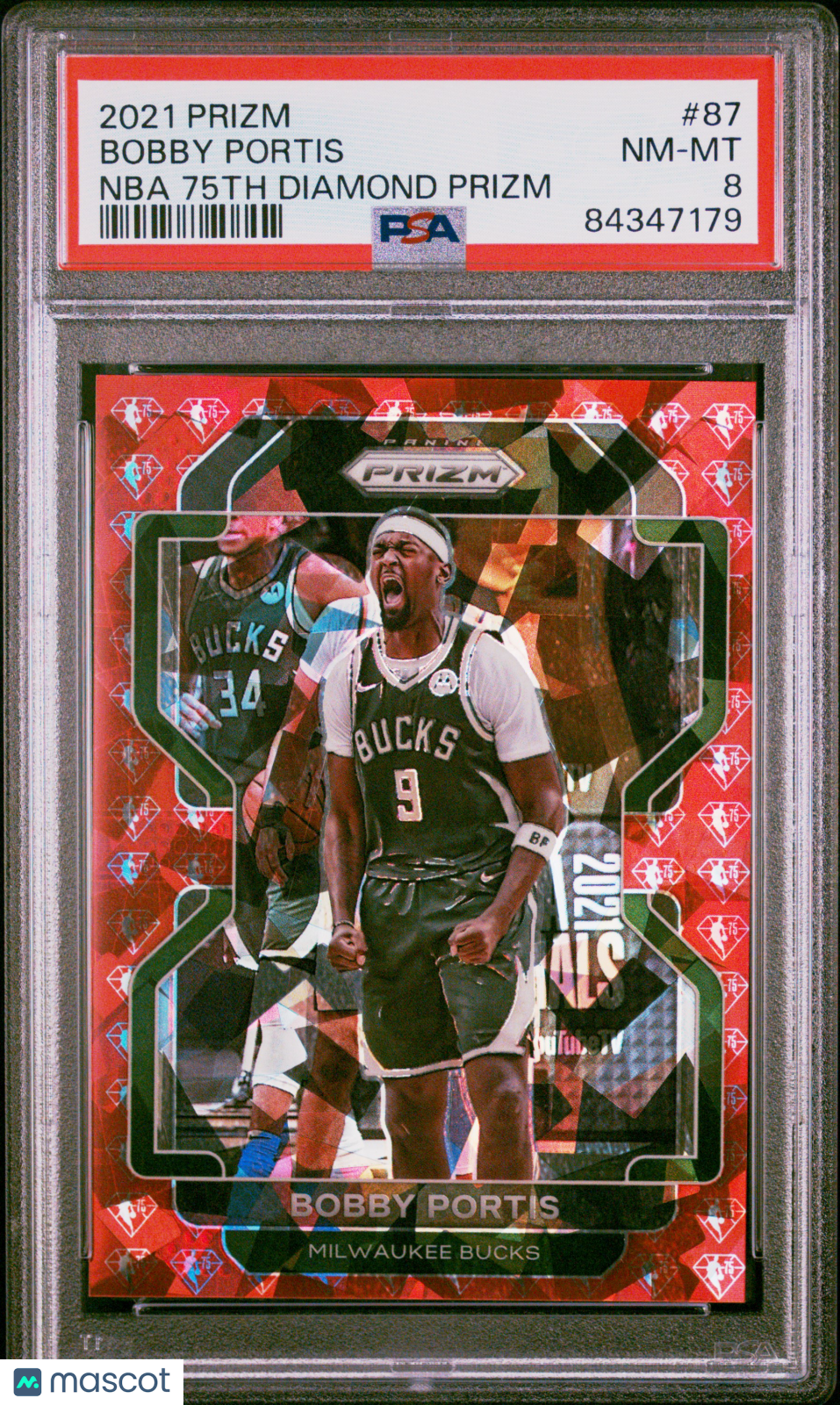 2021 Panini Prizm Bobby Portis #87 NBA 75th Diamond PSA 8