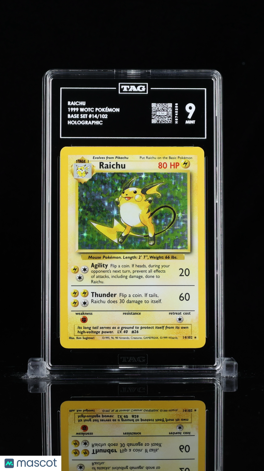 1999 Pokemon Raichu #14/102 TAG 9