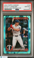 2024 Topps Chrome Wyatt Langford #122 Aqua Lava Refractor 134/199 PSA 10