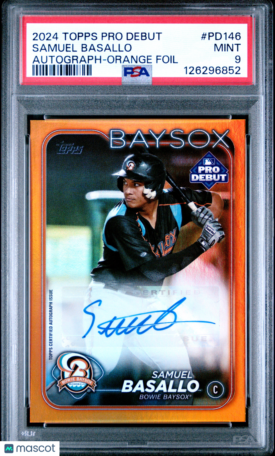 2024 TOPPS PRO DEBUT SAMUEL BASALLO AUTOGRAPH ORANGE FOIL /25