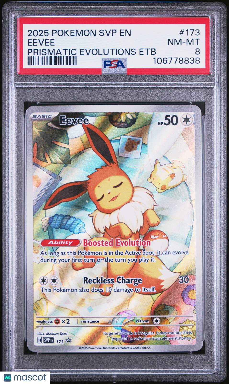 2025 Pokemon SVP EN-SV Black Star Promo Eevee #173 Prismatic Evolutions PSA 8