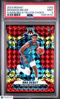 2023 Panini Mosaic Brandon Miller #252 Fusion Red & Yellow Choice PSA 9