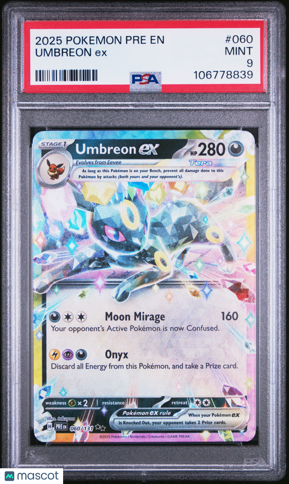 2025 Pokemon Pre EN-Prismatic Evolutions Umbreon EX #060 PSA 9