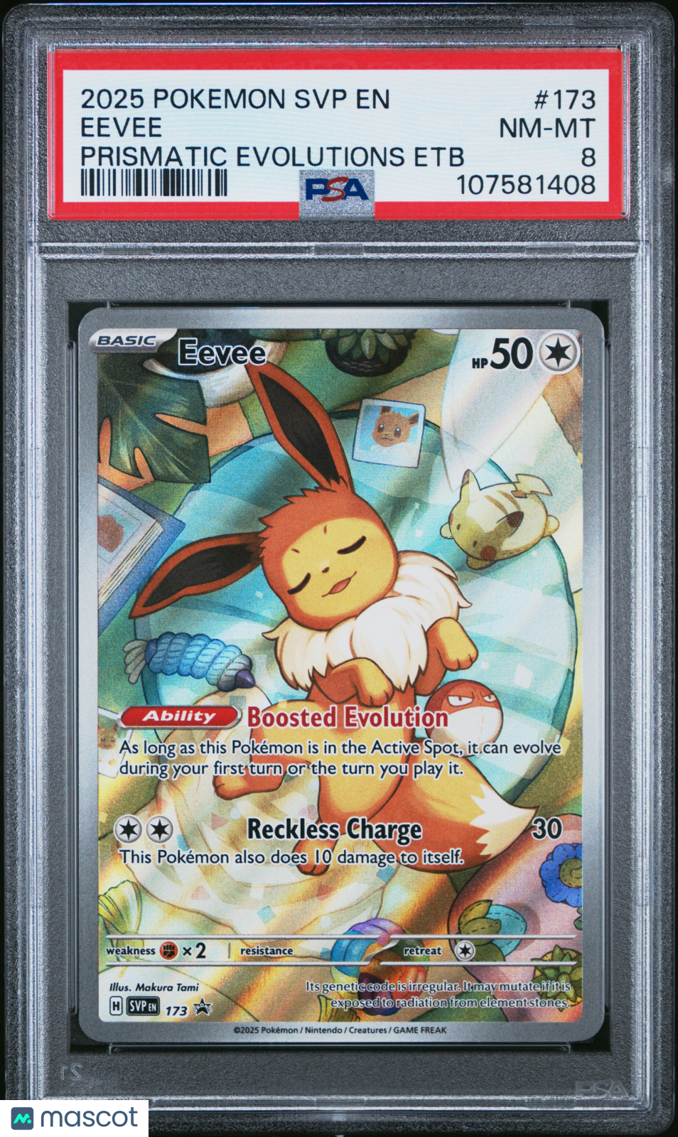 2025 Pokemon SVP EN-SV Black Star Promo Eevee #173 Prismatic Evolutions PSA 8