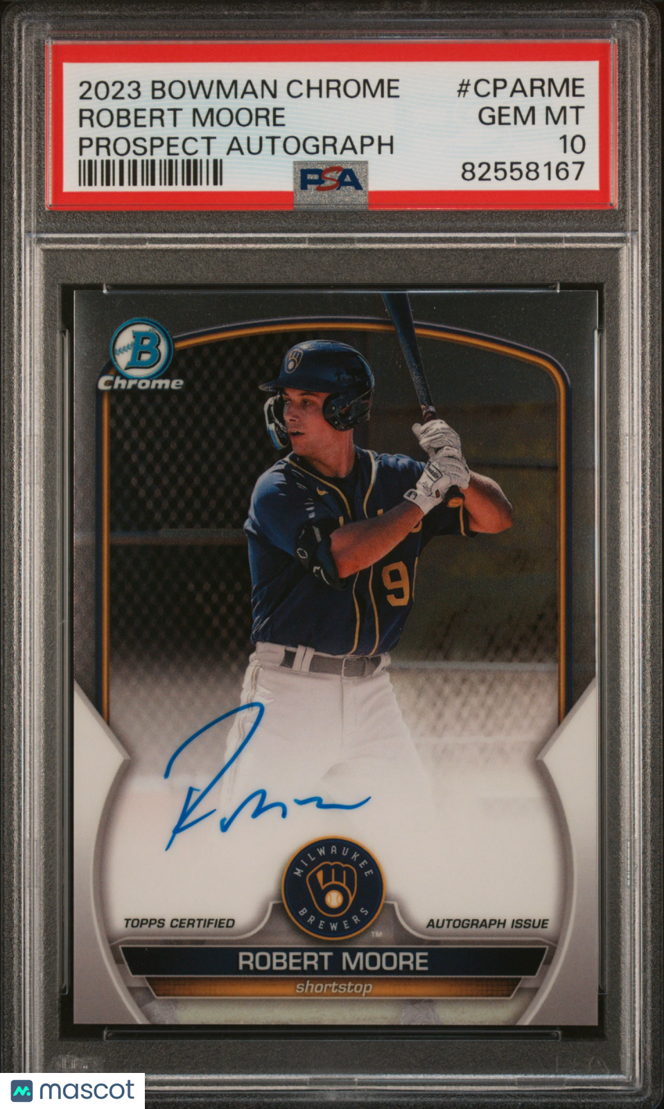 2023 Bowman Chrome Robert Moore 1st Prospect Auto PSA 10 RC