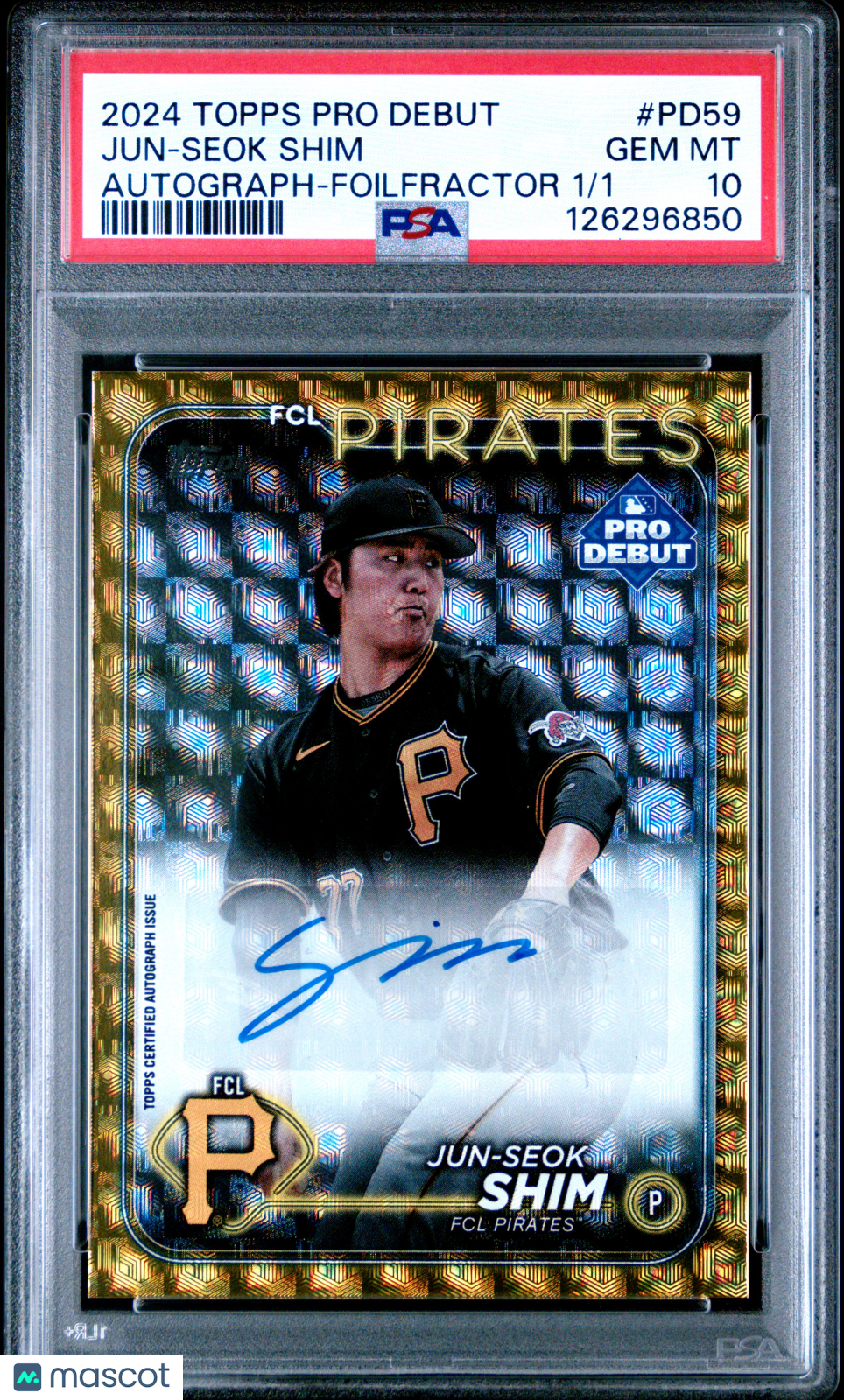 2024 TOPPS PRO DEBUT JUN-SEOK SHIM FOILFRACTOR AUTO 1/1