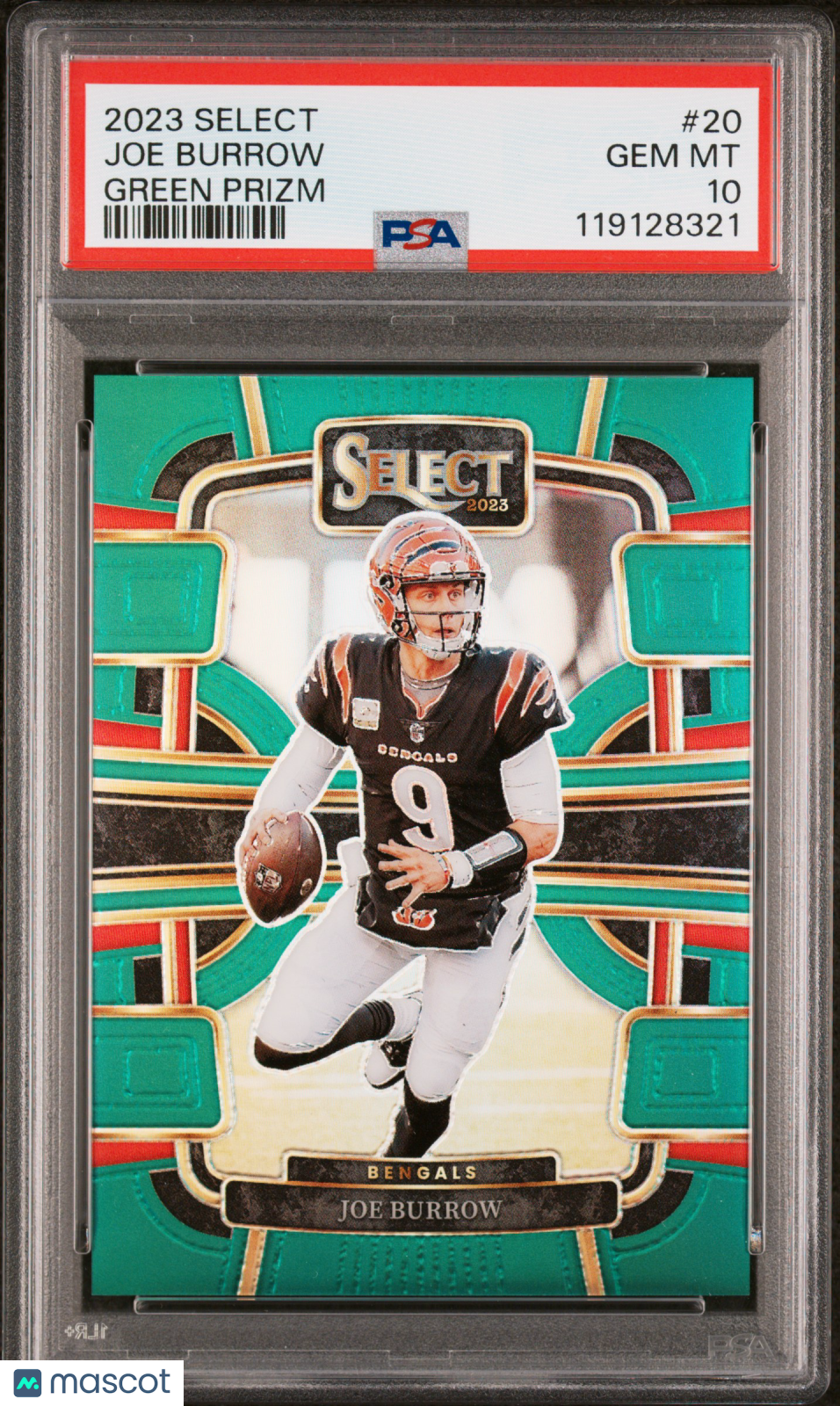2023 Panini Select Joe Burrow #20 Concourse Green Prizm /5 PSA 10