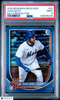 2025 Bowman Mega Box Chrome Juan Soto #22 Navy Refractor /175 PSA 9
