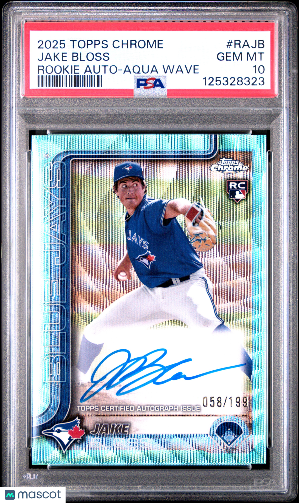 2025 Topps Chrome Jake Bloss Rookie RC Auto Aqua Wave Refractor /199 RC