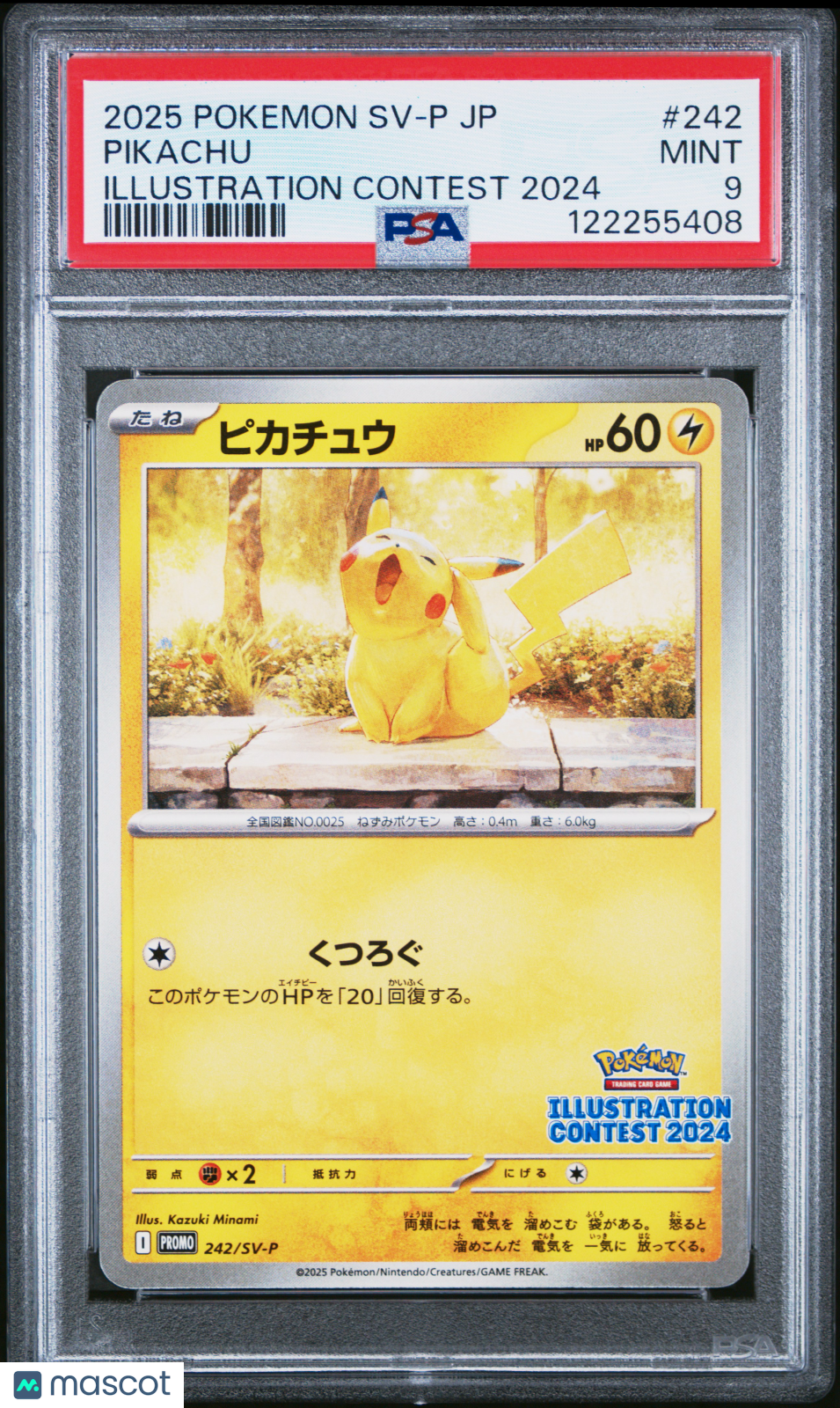 2025 Pokemon Japanese SV-P Promo Pikachu #242 Japanese Illustration Contest 2024 PSA 9