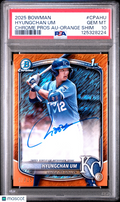 2025 Bowman Hyungchan Um 1st Chrome Prospect Auto Orange Shimmer /25 RC PSA 10