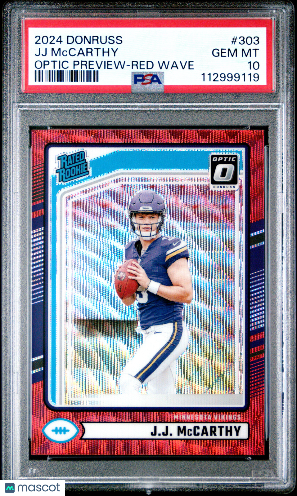 2024 DONRUSS JJ MCCARTHY OPTIC PREVIEW RED WAVE ROOKIE RC
