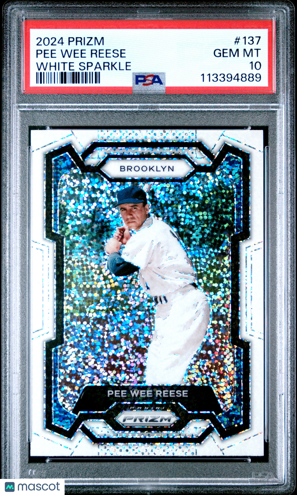 2024 Panini Prizm Pee Wee Reese #137 White Sparkle PSA 10