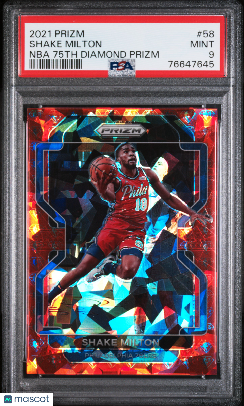 2021 Panini Prizm Shake Milton #58 NBA 75th Diamond PSA 9