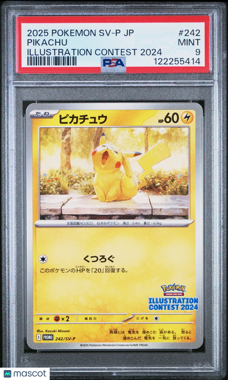 2025 Pokemon JP SV-P Promo Pikachu #242 Japanese Illustration Contest 2024 PSA 9