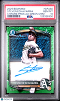 2025 Bowman Steven Echavarria 1st Chrome Prospect Green Shimmer Auto /99 PSA 10