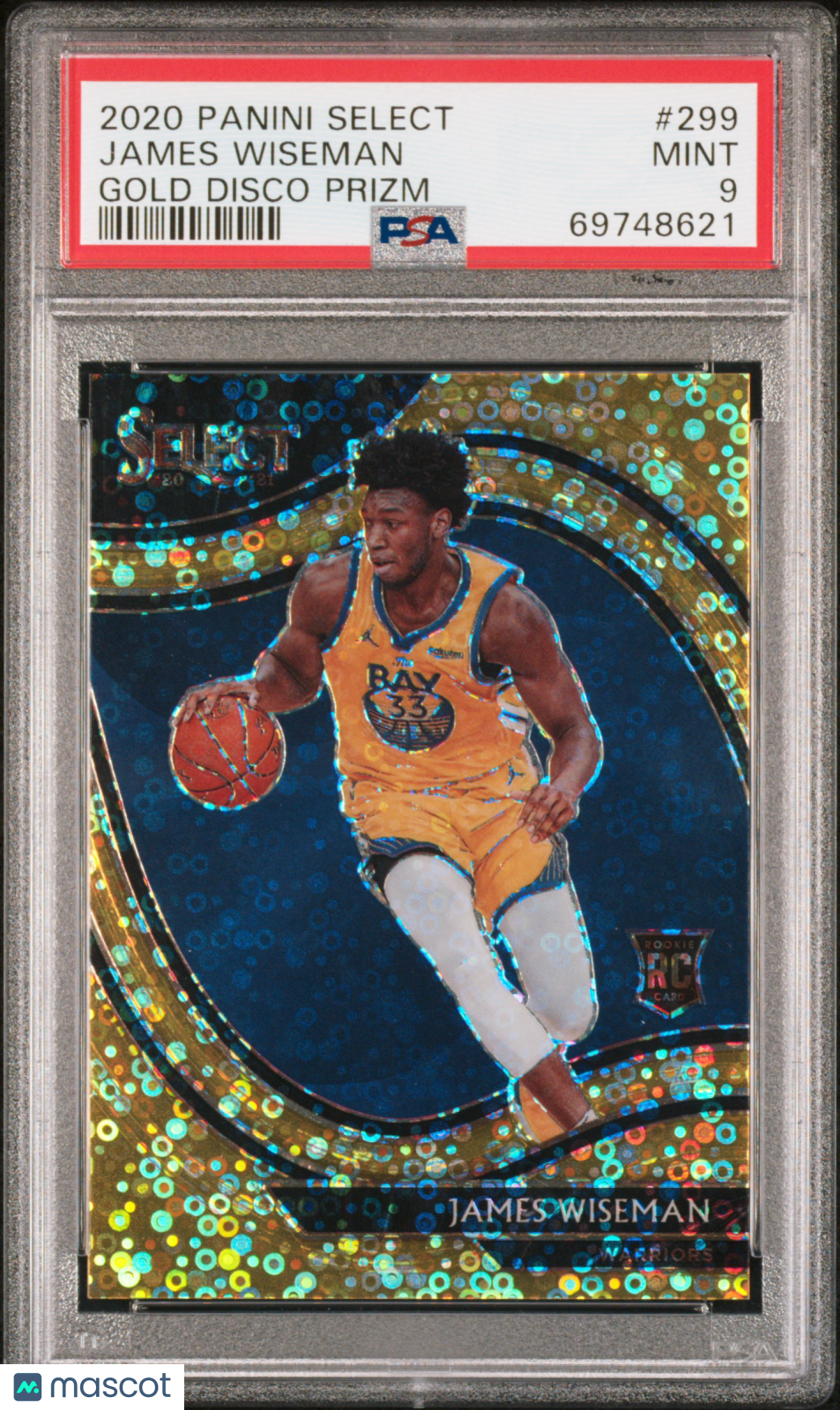 2020 Panini Select ROOKIE James Wiseman #299 Gold Disco Prizm /10 PSA 9 RC