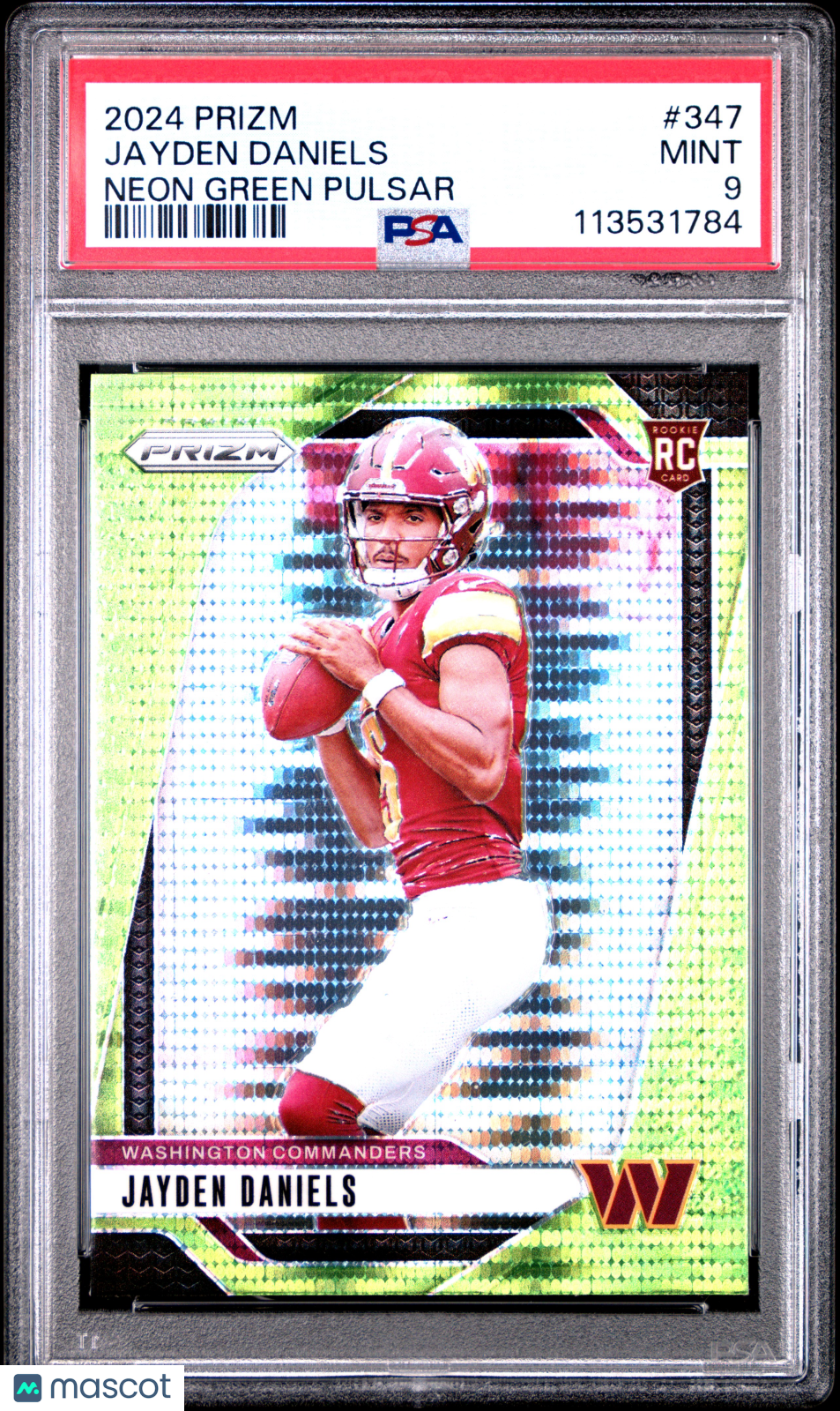 2024 Panini Prizm Jayden Daniels #347 Neon Green Pulsar PSA 9