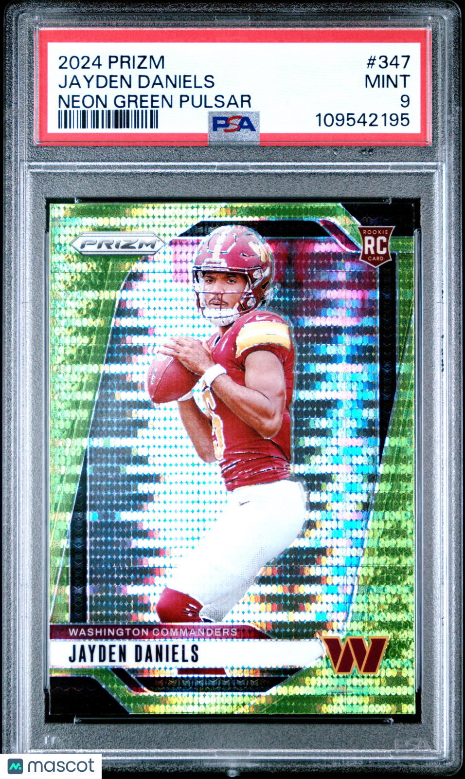 2024 Panini Prizm Jayden Daniels #347 Neon Green Pulsar PSA 9