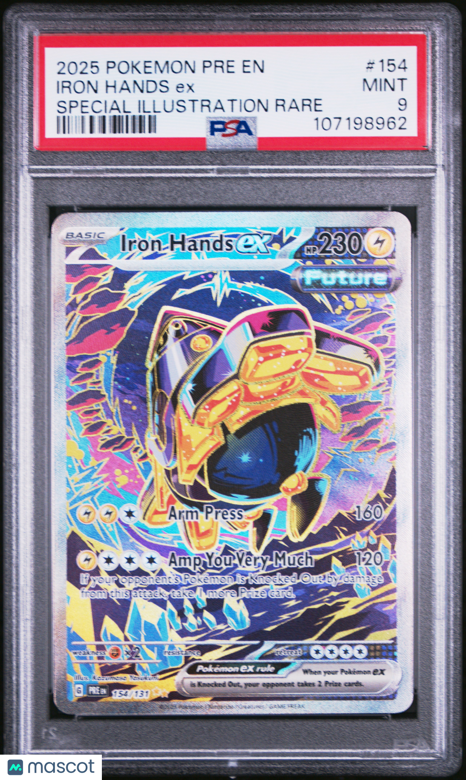 2025 Pokemon Pre EN-Prismatic Evolutions Iron Hands EX #154 Special Illustration Rare PSA 9
