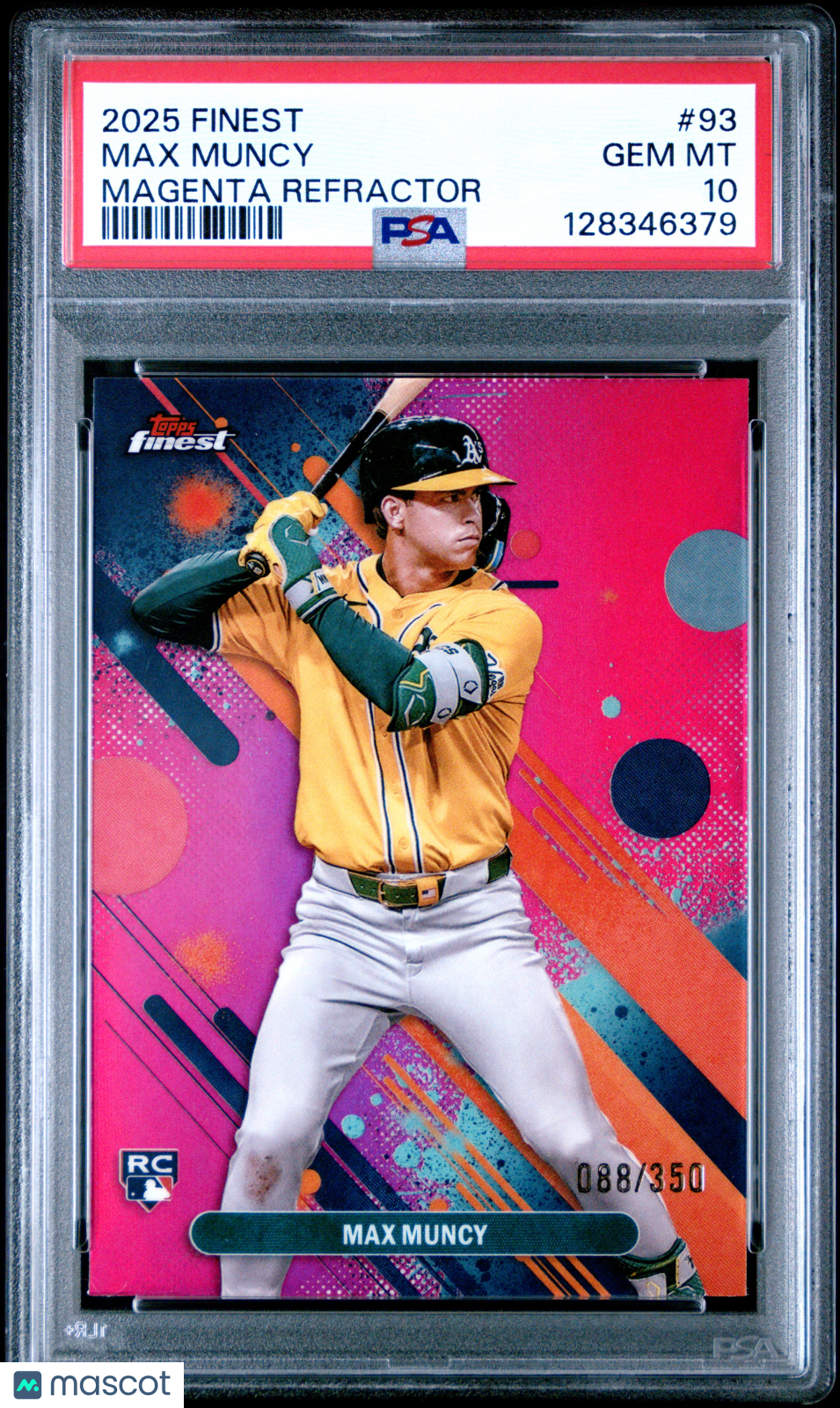 2025 Topps Finest Max Muncy #93 Magenta Refractor 088/350 PSA 10