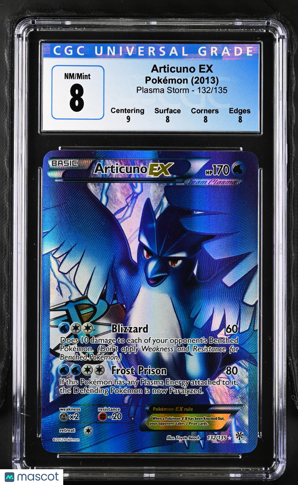 2013 Pokemon Articuno EX #132/135 Ultra Rare CGC 8