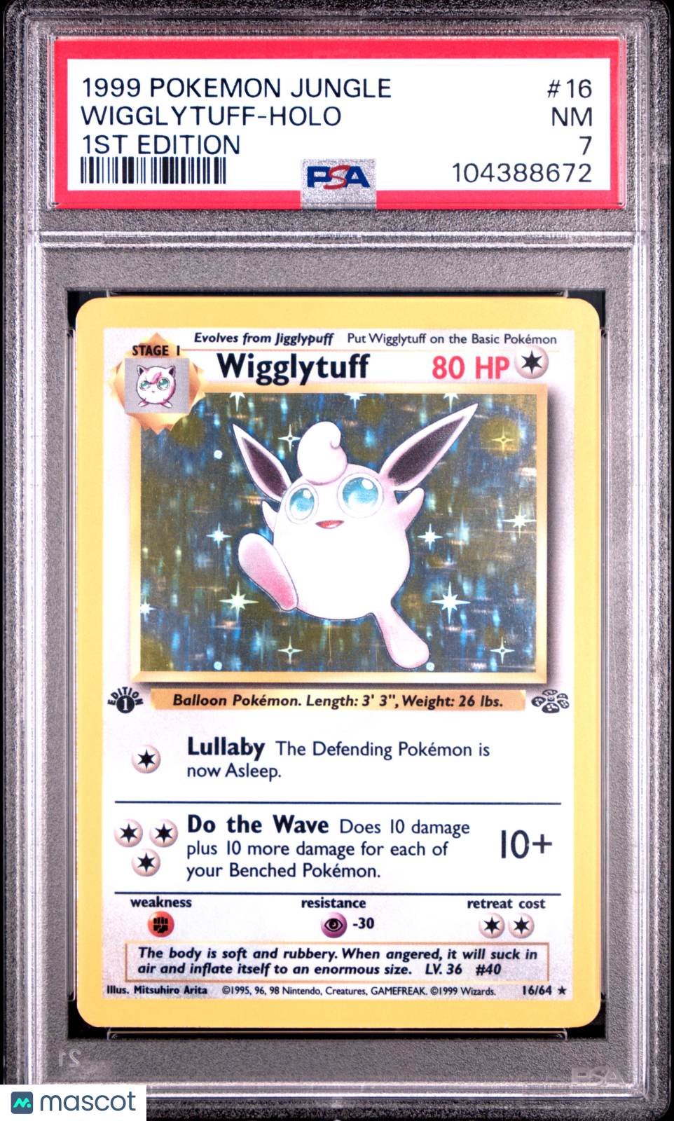 1999 Pokemon Jungle Wigglytuff #16 1ST Edition PSA 7