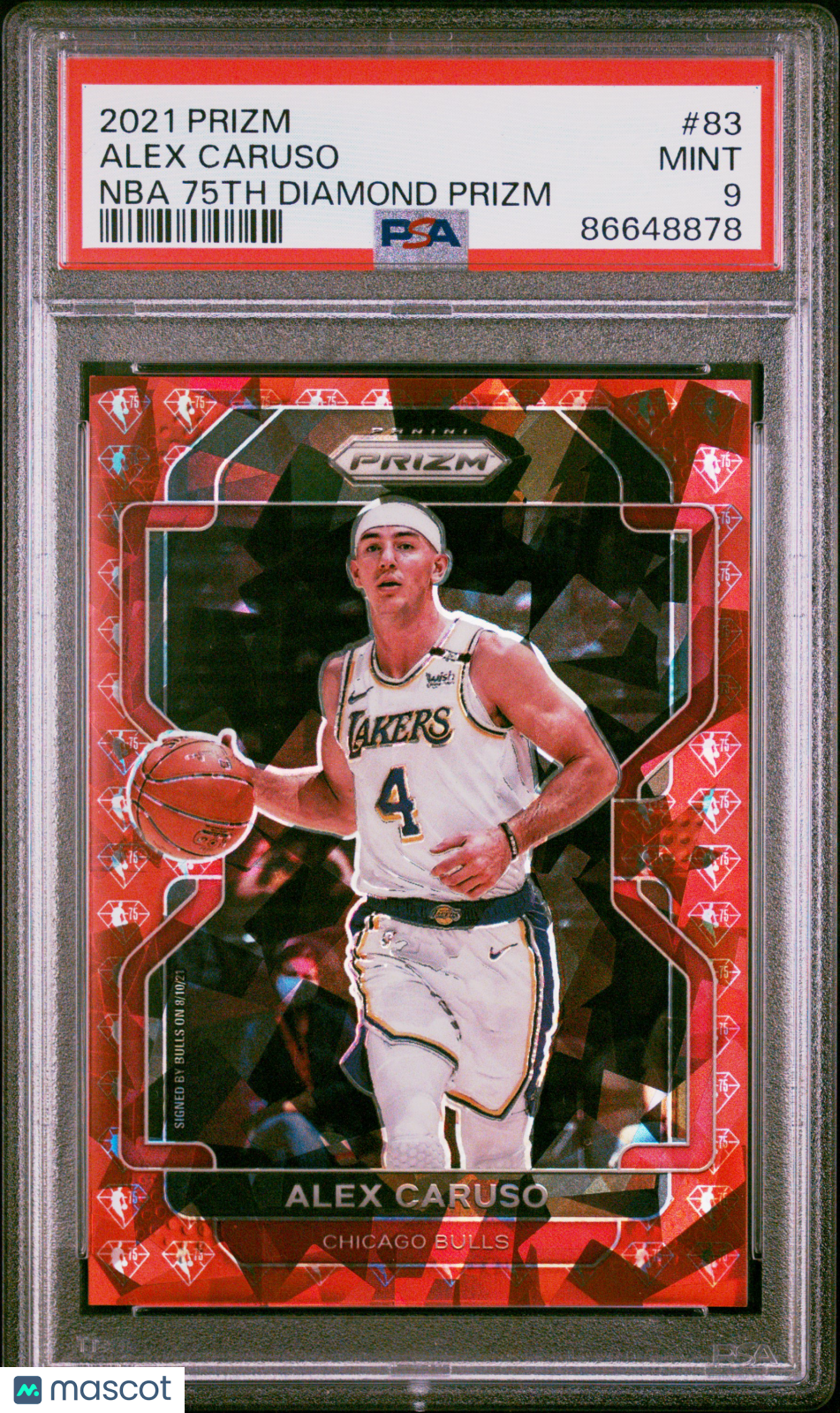 2021 Panini Prizm Alex Caruso #83 NBA 75th Diamond PSA 9