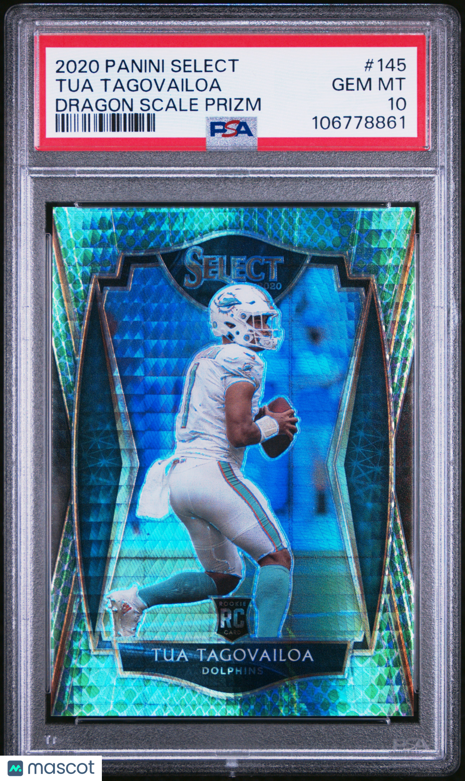 2020 Panini Select Tua Tagovailoa #145 Dragon Scale Prizm PSA 10