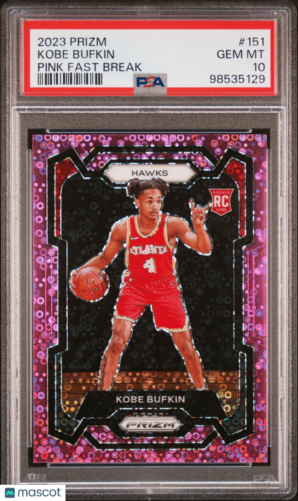 2023 Panini Prizm Kobe Bufkin #151 Pink Fast Break PSA 10 RC